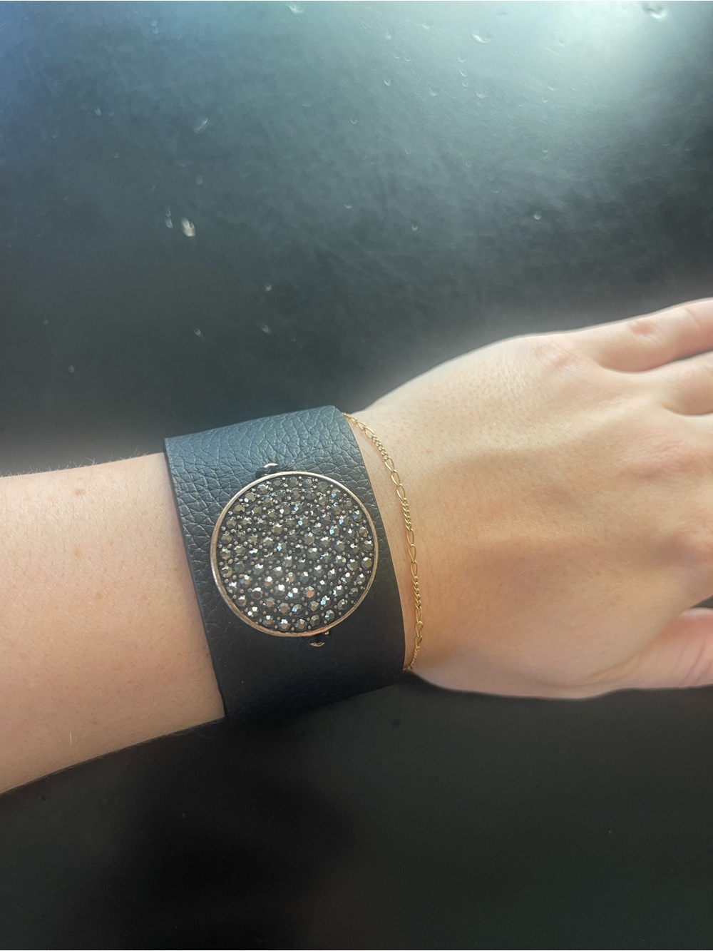Leather Disc Bracelet